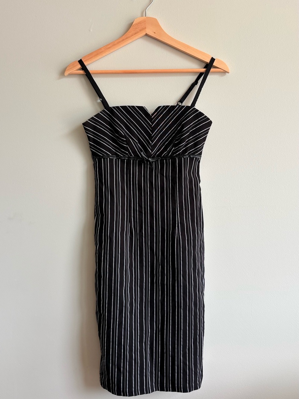 Black Pinstripe Spaghetti Strap Dress